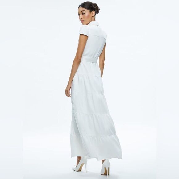 NEW Alice + Olivia MIRANDA MAXI DENIM DRESS in white - Picture 5 of 10